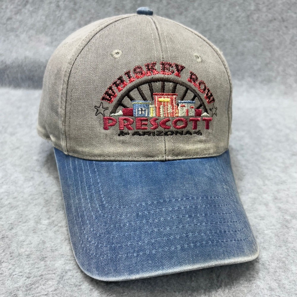 Whiskey Row Prescott Arizona Unisex Khaki Blue  Hat Souvenir Adjustable OSFM